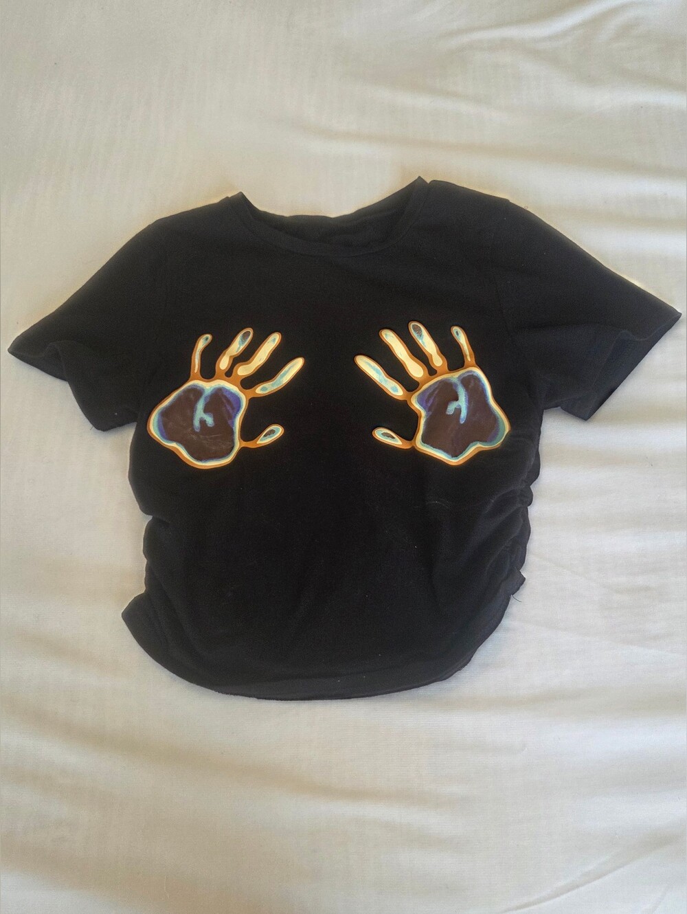 Shein Black Graphic Handprint Tee